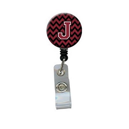 Carolines Treasures Letter J Chevron Garnet and Black Retractable Badge Reel CJ1052-JBR